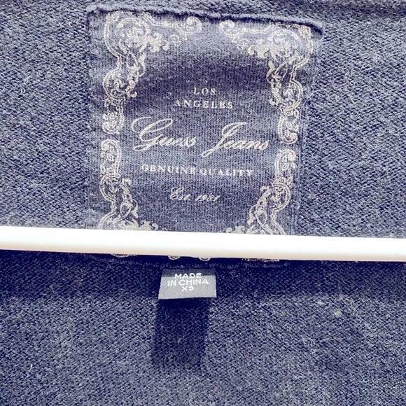 Guess Jeans Black Zip Up Logo Hoodie - Size XS - Picture 3 of 3